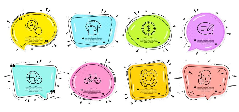 Bicycle, Message and World statistics icons set. Ab testing, Face protection and Stock Illustration
