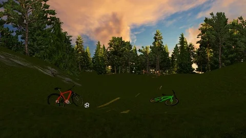 Bicycle at mountain at sunset Stock Footage 105285266