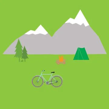 Bicycle in the mountains Stock Illustration
