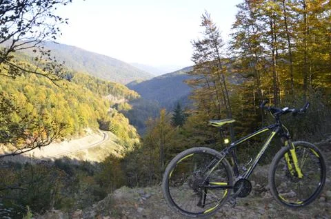 Bicycle in the mountains Stock Photos