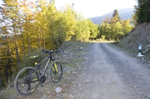 Bicycle in the mountains Stock Photos