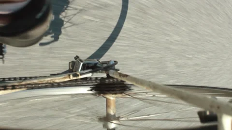 Bicycle mounted camera shot cu of rear wheel and chain 스톡 동영상 35761717