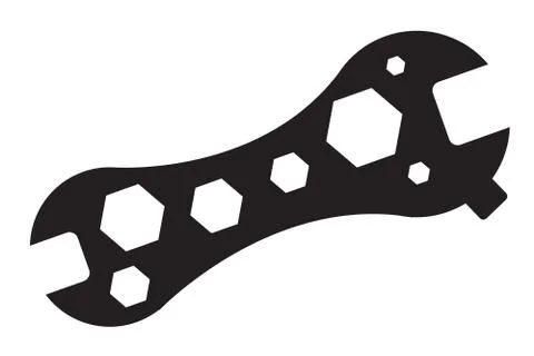 Bicycle Multi Spanner Silhouette Stock Illustration