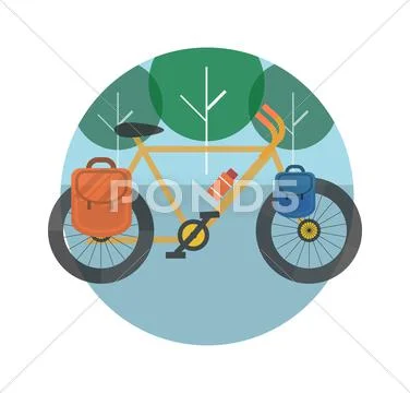 Bicycle near the trees. bicycle tourism. Stock Illustration