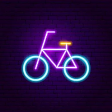 Bicycle Neon Label Stock Illustration