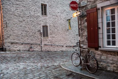 Bicycle in Old Quebec Stock Photos