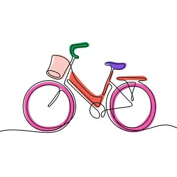 Bicycle one line colourful vector illustration Stock Illustration