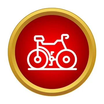 Bicycle outline web icon in red circle 스톡 일러스트