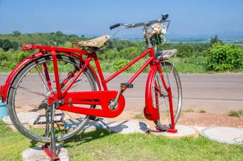 Bicycle parked Stock Photos