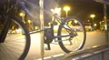 Bicycle parked on sidewalk in big city, active lifestyle, clean urban transport 4k or 4k+ Resolution