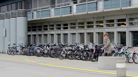 Bicycle Parking 1 Stock Footage 32189911