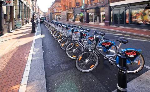 Bicycle parking in the center of Dublin Stock Photos