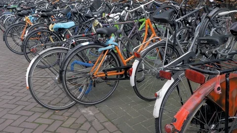 Bicycle parking Stock Footage 100279536