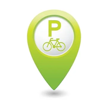 Bicycle parking icon on green pointer Stock Illustration