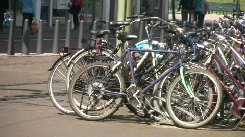 Bicycle Parking Lot Stock Footage 123338
