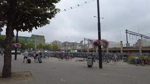 Bicycle parking out of Eindhoven central station. Netherlands August 19 2022 Stock Footage 297606866