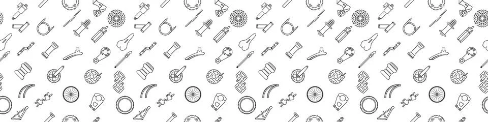 Bicycle parts pattern. Seamless pattern with bicycle components. Cycling Illustrazione stock