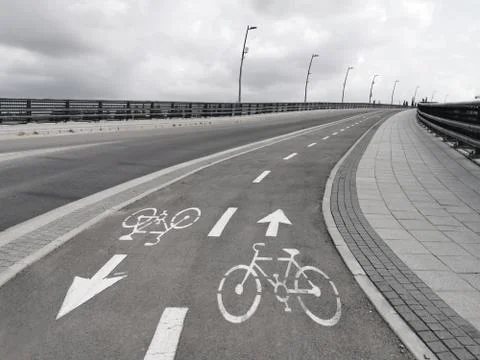 Bicycle path on a bridge Stock Photos