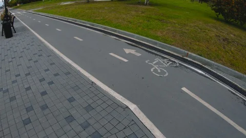 Bicycle path on the embankment Stock Footage 116570542
