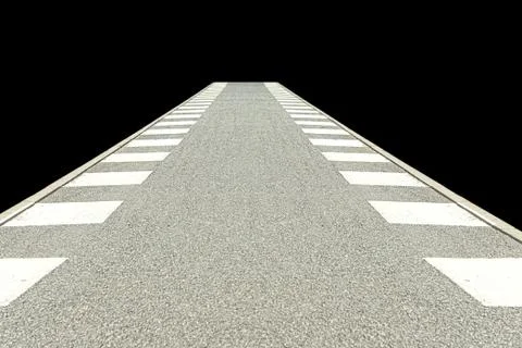 Bicycle path isolated on black background closeup going into the distance. Stock Photos