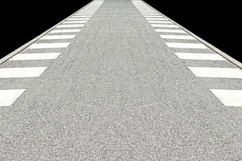 Bicycle path isolated on black background closeup going into the distance. Stock Photos
