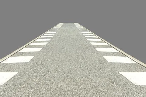 Bicycle path isolated on grey background closeup going into the distance. Stock Photos