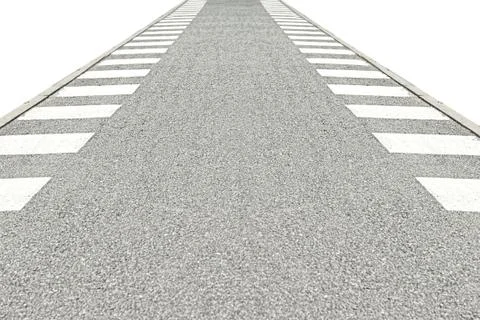 Bicycle path isolated on white background closeup going into the distance. Stock Photos