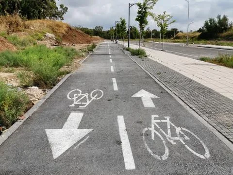 Bicycle path in Israel Stock Photos