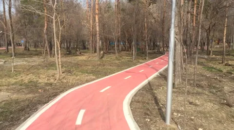 Bicycle path in the park. Almaty Central Park. Kazakhstan. Stock Footage 62257949