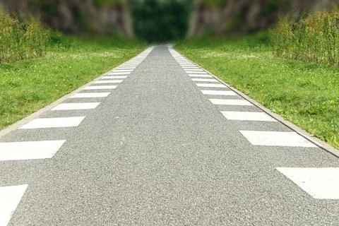 Bicycle path in the Park closeup going into the distance. Foto stock