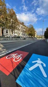 Bicycle path on the street Foto stock