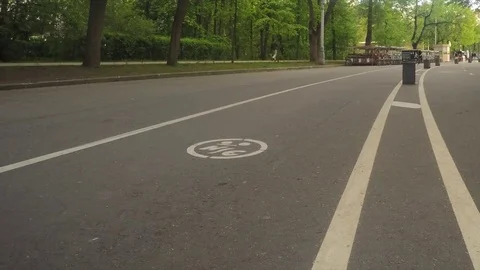 Bicycle Path In Summer city Park Timelapse Stock Footage 78017673