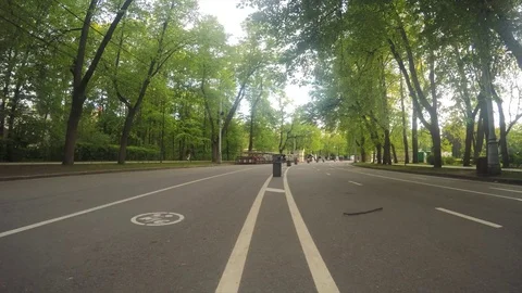Bicycle path in a summer park timelapse 스톡 동영상 78017369