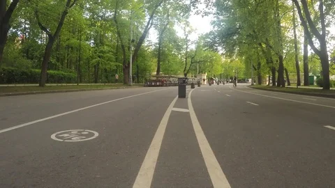 Bicycle path in summer park timelapse Stock Footage 78017626