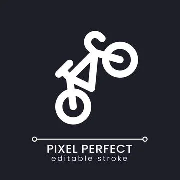 Bicycle pixel perfect white linear ui icon for dark theme Stock Illustration