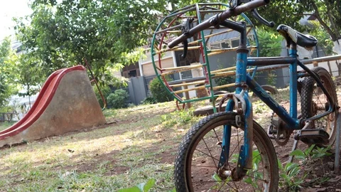 Bicycle at the playground Stock Footage 117965584