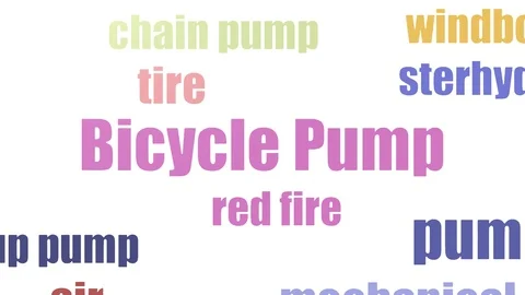 Bicycle Pump Tagcloud Animated On White Background Video stock 107232297