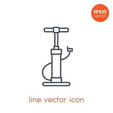 Bicycle pump vector icon on white, linear style Stock Illustration