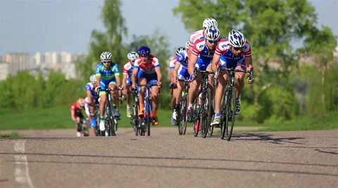 Bicycle Race. A group of cyclists on the road. Stock Footage