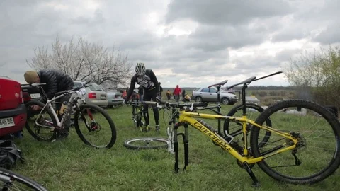 Bicycle race on the mountain. Stock Footage 74746685