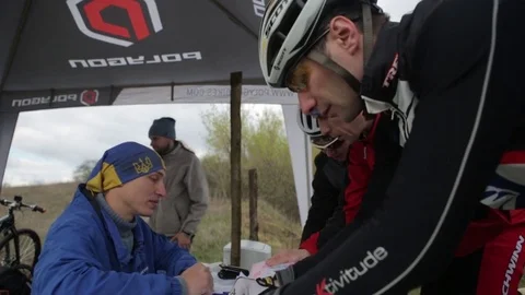 Bicycle race on the mountain. Stock Footage 74747145