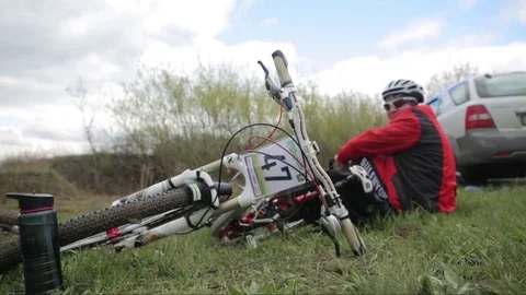 Bicycle race on the mountain. Stock Footage 74747397