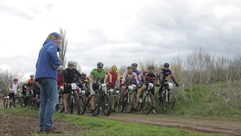 Bicycle race on the mountain. Stock Footage 74747698