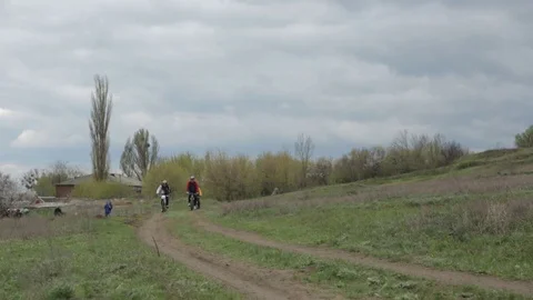 Bicycle race on the mountain. Stock Footage 74750257