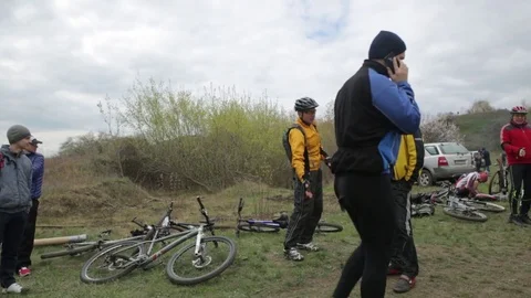 Bicycle race on the mountain. Stock Footage 74750310