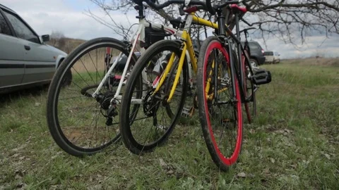 Bicycle race on the mountain. Stock Footage 74750313