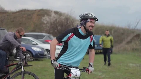 Bicycle race on the mountain. Stock Footage 74793518