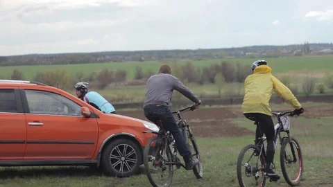 Bicycle race on the mountain. Stock Footage 74793541