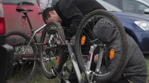 Bicycle race on the mountain. Stock Footage 74793579