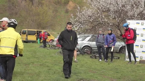 Bicycle race on the mountain. Stock Footage 74793630